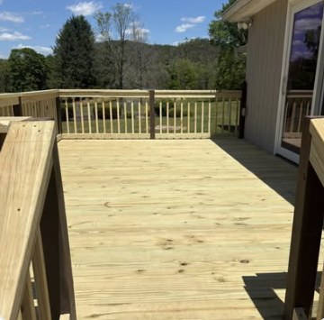 Newly built wooden deck